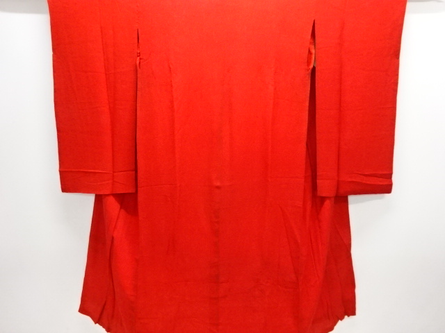 アンティーク　赤江戸縮緬長襦袢（刺繍衿付）